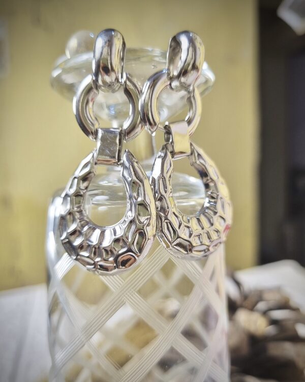 Hammered Silver Drop Earrings - Antitarnish Hammered Silver Drop Earrings - Antitarnish