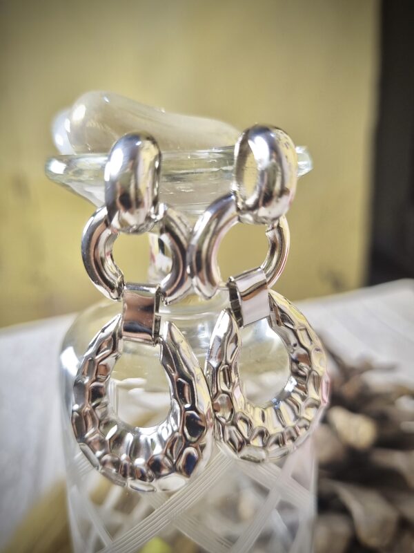 Hammered Silver Drop Earrings - Antitarnish Hammered Silver Drop Earrings - Antitarnish