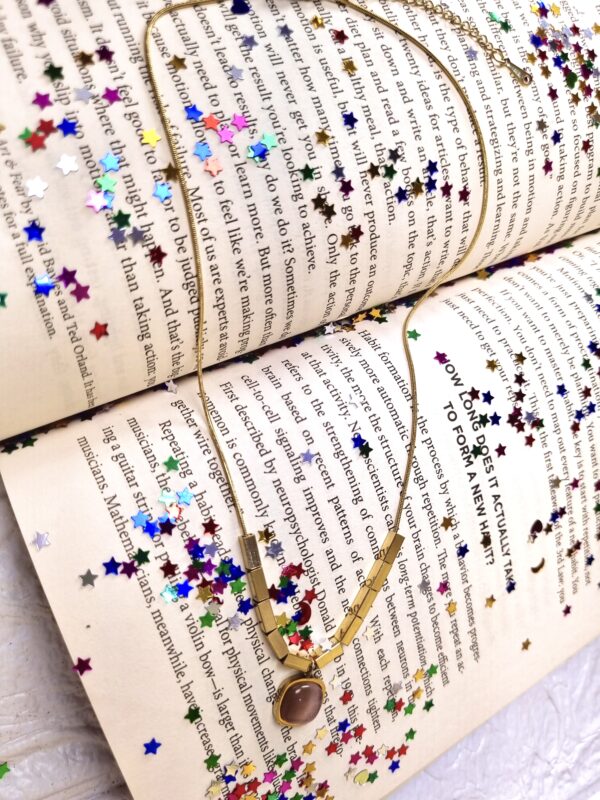 Gold Chain Necklace with Square Charm - Antitarnish Gold Chain Necklace with Square Charm - Antitarnish