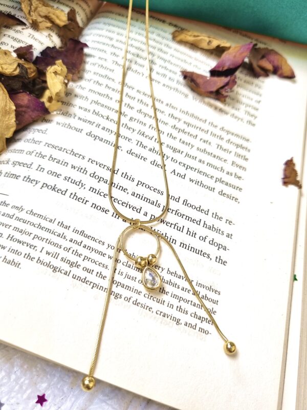 Gold Chain Necklace with Crystal Pendant - Antitarnish Gold Chain Necklace with Crystal Pendant - Antitarnish