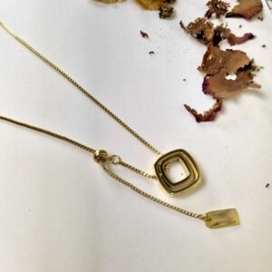 Gold Square Pendant Necklace - Antitarnish