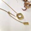 Gold Square Pendant Necklace - Antitarnish