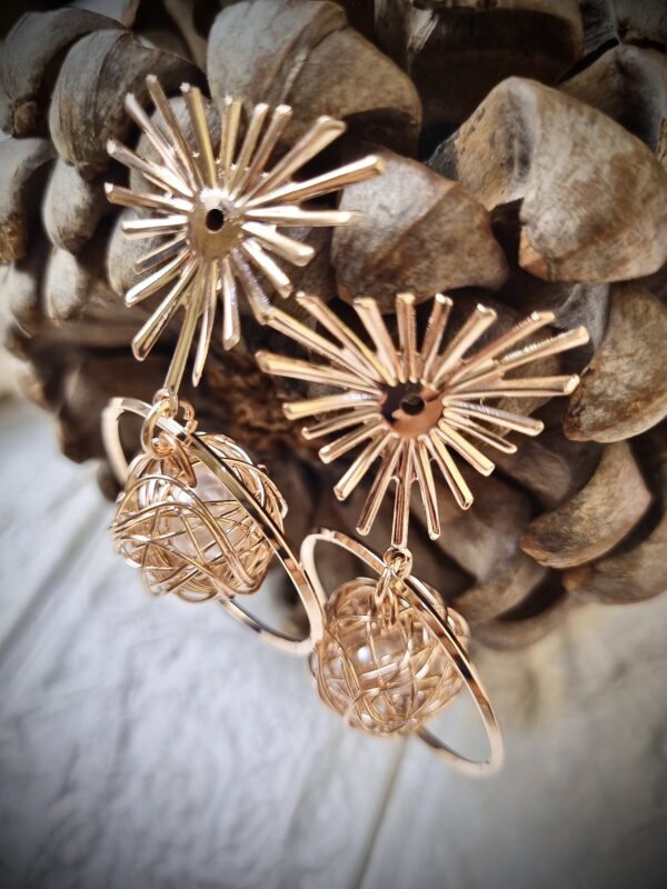 Rose Gold Cage Drop Earrings – Antitarnish Rose Gold Cage Drop Earrings – Antitarnish