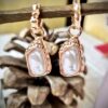 Rose Gold Pearl Drop Earrings - Antitarnish