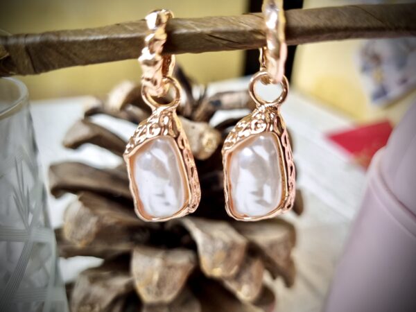 Rose Gold Pearl Drop Earrings - Antitarnish Rose Gold Pearl Drop Earrings - Antitarnish