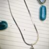 Silver Chain Necklace with Black Floral Pendant – Antitarnish