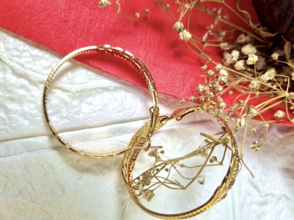 Gold Feather Hoop Earrings - Antitarnish Gold Feather Hoop Earrings - Antitarnish